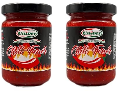 Univer Sparset Chili-Feuer 2 x 150g (Glas), Scharfe Chilipaste aus Ungarn, für Liebhaber Feuriger Genüsse