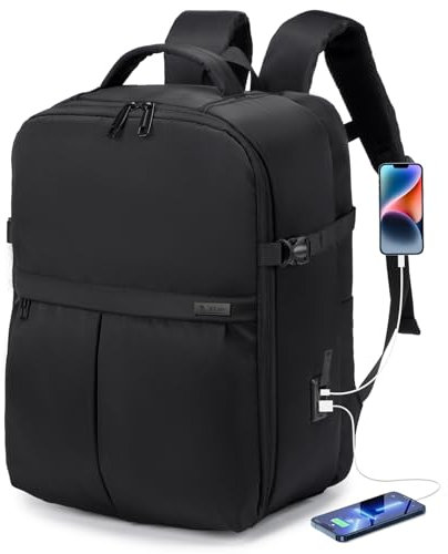 SPAHER Reiserucksack Handgepäck 40x30x20cm Wizzair Vueling Laptop Rucksack 15,6 Zoll mit Laptopfach Business Arbeit Reisen Rucksack Herren Schulrucksack für Teenager Notebook College Damen Schwarz