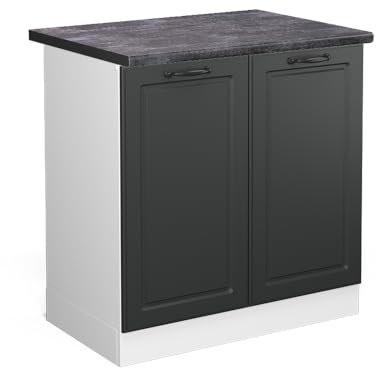 Vicco Spülenunterschrank R-Line, Anthrazit Landhaus/Weiß, 80 cm, AP Anthrazit