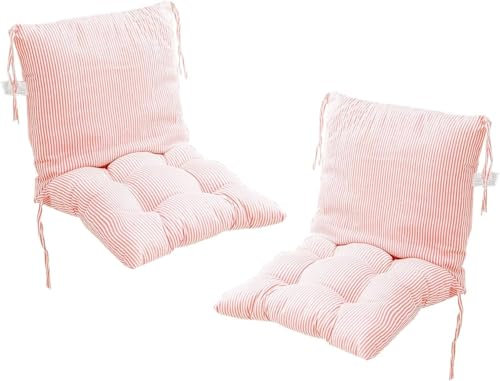Eivdru 40X80cm 2 Stück Stuhlkissen mit Rückenteil Sitz, Niedriglehner Auflage Polsterauflage Gartenstuhl, Rückenkissen mit Bänder, Polsterauflage Auflage für Stühle/Bänke in Haus und Garten Sitzkisse
