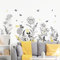 Supzone Wandtattoo Schwarze Blume Pflanzen Wandaufkleber Skizze Tropischer Blumen Wandsticker für Wohnzimmer Schlafzimmer Büro Sofa TV Hintergrund Wanddeko