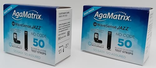 WaveSense Jazz Duo Test Strips - Box of 50 x2 (100 Strips) | Accurate and Reliable Blood Glucose Monitoring