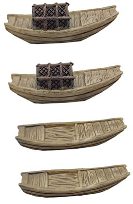 CORHAD 2sets Fischerboot Figurine Boot Mini Ornament Miniatur Landschaft Zubehör 4 Stücke * 2