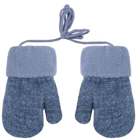 Moufle Hiver Fille Garçon Moufle, Enfant Gants Tricotés avec Ficelle Anti-perte, Confort Thermique et Douceur Pelucheuse, Idéal pour Garçons et Filles de 0 à 3 Ans, pour Ski et Jeux en Neige