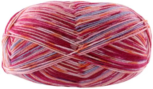 LANA GROSSA Meilenweit 100 Aktion | Sockenklassiker, bedruckt und waschmaschinenfest | Handstrickgarn aus 75% Schurwolle & 25% Polyamid | 100g Wolle zum Stricken & Häkeln | 420m Garn