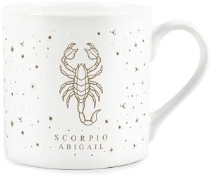 Purely Home Personalised Scorpio Mug - Gold Star Sign Bone China Tea/Coffee Cup - Customisable Zodiac Gift