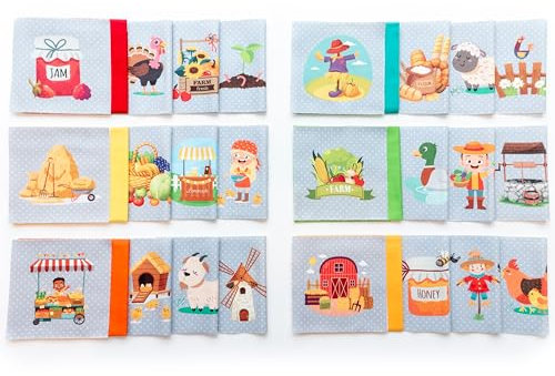 Lalikul stoffe Bauernhof. Baumwolle Patchwork stoffepaket zum nähen. 42 verschiedene Motive. Ideal für Steppdecken, Decken und Spionage-Spiele für Kinder. Kleine Quadrate 12,7x12,7 zm.