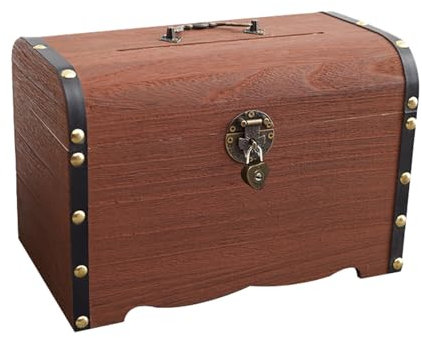 Holz Sparschwein Sonwaha Spardose aus Holz Sparbüchse für Kinder Freunde Erwachsene zu Weihnachten Neujahr Geburtstag Spardose mit Zähler Sparschwein mit Schloss (Dunkel)