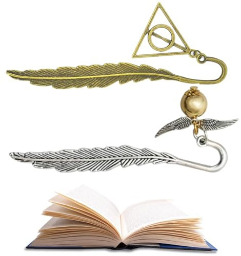 QEDBOJE 2pcs Segnalibro, Segnalibri Golden Snith, Segnalibro Particolare con Ciondolo Boccino, per Amanti della Lettura di Libri, Maestre, Amiche, Sorelle, Lettori e Mogli,Hary Poter Gadget