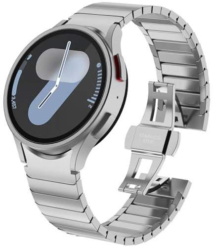 KADES Edelstahlarmband Kompatibel mit Samsung Galaxy Watch Armband,Keine Lücke Gliederarmband für Galaxy Watch 7/6/5/4/FE Armband Pro Classic 43mm 47mm 45mm 40mm 44mm 42mm 46mm Herren Damen,Silber