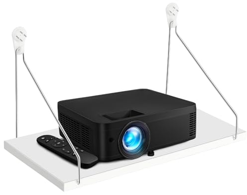 CroBlissful 1 Pcs Projector Shelf for Wall 12 x 6 Inch Modem Router Shelf with Seamless Nail Router Wall Mount Modem Cable Box Under TV Floating Holder Stand Accessories, White