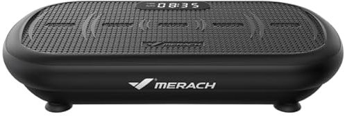 MERACH Plateforme Vibrante Puissante pour L'entraînement et la Mise en Forme, Amplitude de 13 mm, Capacité de Poids de 200 kg, Pédale en Silicone, Haut-Parleur Bluetooth Intégré (Noir)