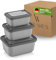 Viwares Frischhaltedosen im 3er Set mit transparentem Ventildeckel, Aufbewahrungsbehälter, Küche, stapelbar, BPA-frei, Kunststoff, Mikrowellen/Kühlschrankgeeignet, 3 Größen (650ml/1050ml/1750ml)