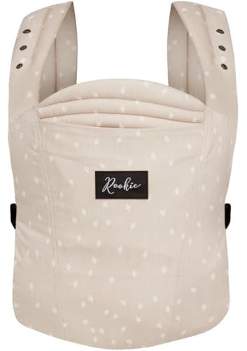 Rookie Babytrage ab Geburt - Ergonomisch, Bequem, Bio-Stoffe - Premium Elite Design - Baby Trage schnell & einfach angelegt - Baby carrier für Neugeborene bis 2 Jahre (Speckle)