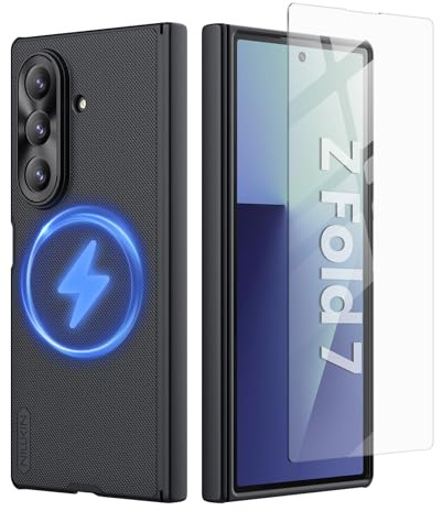 Nillkin Super Frosted Shield Samsung Fold 7 Hülle Magnetic [mit Front Screen Protector], Taktile Berührung，Passgenau, Stoßfeste Schutzhülle für Samsung Galaxy Z Fold 7 5G 2025 - Schwarz