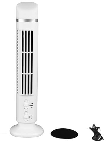 Ejoyous Bladeless Tower Fan, 13inches 90 Degree Oscillation Ultra Quiet Desktop Tower Fan with Remote Control for Home RVs Offices (White)