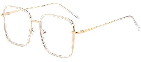 EYEGLSMST Übergroße Quadratische Lesebrille 1,5 für Damen, Großer Modische Blaulichtfilter Leser Brille, Gross Stilvoll Computerleser Gegen Augenermüdung