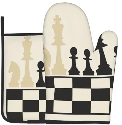Ensemble de gants de cuisine et maniques noirs et blancs, résistants à la chaleur jusqu'à 180 °C, antidérapants, imperméables, parfaits pour la cuisine, la pâtisserie, les grillades, les barbecues