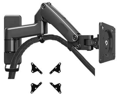 3-12kg Aluminum Gas Spring Monitor TV Wall Bracket 2 Arm LCD 24 - 35 LCD Stand Monitor Stand LED Stand(Black with adaptor)