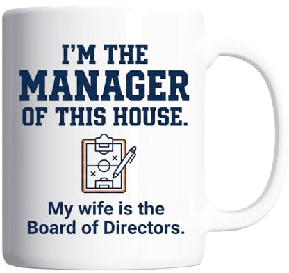 Pickhut Funny Manager of This House Mug – Husband Gift from Wife – My Wife is The Board of Directors – Humorous Football Strategy Design – Father’s Day, Christmas, Birthday Gift for Men, Dad, Husband