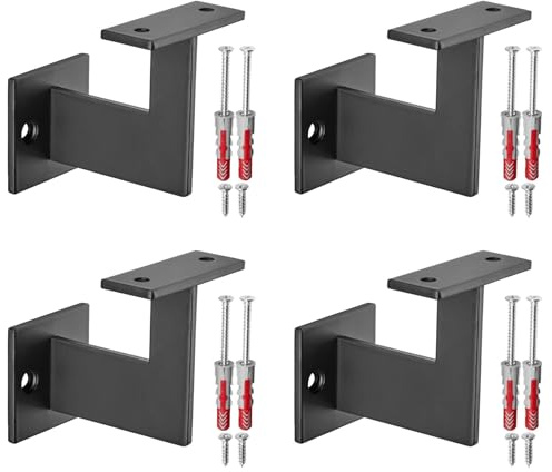 SOTECH 4er Set Handlaufhalter PULSE 90° 63 x 81 x 78 mm | schwarz pulverbeschichtet Geländerhalter flach Halter für Treppengeländer