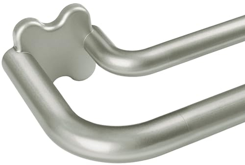 USFOOK Gardinenstange 2 Läufig 80 bis 218 cm, Vorhangstange Antik Silber | Doppelläufige Gardinenstange, Vorhangstange Doppelt Ausziehbar, mit Gebogenen Endstück, für Wohnzimmer Schlafzimmer