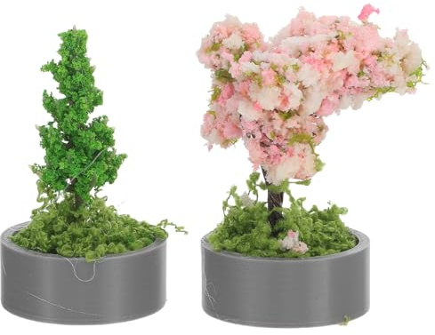 Parliky 2 Alberi in Miniatura per Modellismo – Bonsai Giapponese e Fiori di Ciliegio – Decorazioni Paesaggio Diorama per Casa delle Bambole e Scenari Ferroviari