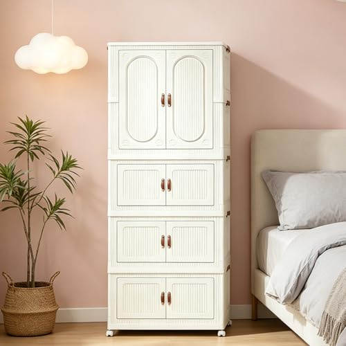 Collapsible Wardrobe with Doors, Foldable Closet Storage Organiser