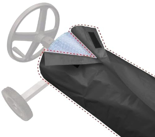Pool Solarplane Reel 490x96cm Aufroller für Poolabdeckung Schutz vor UV Winddicht(black)