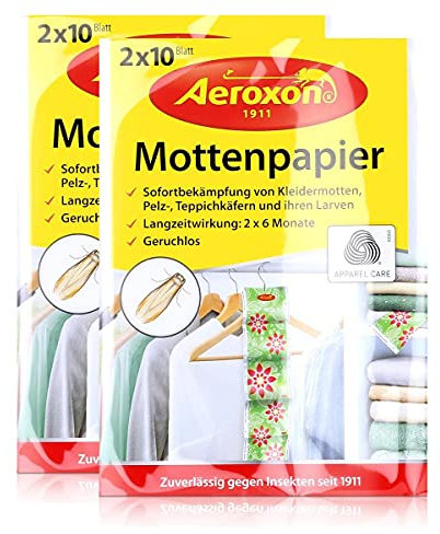 Aeroxon 40 Anti-Motten-Laken für Kleidung 18 x 13 x 4 cm