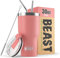 Beast Thermobecher 900 ml - Blüte I Mehrweg Thermo Kaffeebecher To Go mit 2 Strohhalmen & Reinigungsbürste I Doppelwandiger Trinkbecher aus Edelstahl I Perfekt für Kaffee oder Eiskaffee I BPA-frei