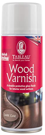 Tableau Wood Varnish Dark Oak 400ml. Stain and Gloss Wooden Surfaces in One Go. Spray Varnish for Wood. Easy Application Quick Dry Formula. Perfect for Wooden Furniture, Doors & Window Frames