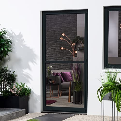 Fliegengitter für Türen Master Slim plus 100x210 in weiß braun und anthrazit (100cm x 210cm, anthrazit)