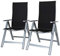 Chicreat 9-fach verstellbarer Campingklappstuhl mit hoher Rückenlehne - Schwarz/Silber (2er-Pack)