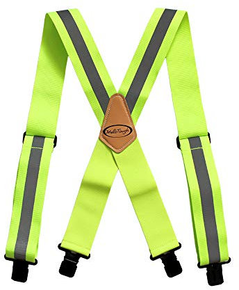 MELOTOUGH Unisex-Erwachsene Hochsichtbare Gut sichtbare Hosenträger, Reflektierendes Limettengrün, X Back