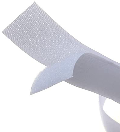 Weißes Klettband-Set zum Aufnähen, mit nicht klebender Rückseite, Nylongewebeverschluss, 5 cm - 1 m