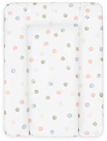 BONKY® Wickelauflage 50x70 cm - weiche Wickelunterlage - Baby Wickeltischauflage - Wasserdischt - Abwaschbar - Made in EU - 100% Oeko TEX - Farbige Punkte