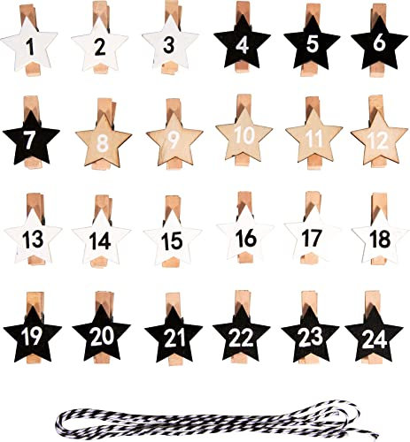 Rayher Calendrier de l'Avent Étoile sur pinces av. cordon, multicolore 46608999