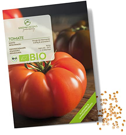 BIO Tomatensamen (Rouge de Marmande, 10 Korn) - Tomaten Saatgut aus biologischem Anbau ideal für die Anzucht im Garten, Balkon oder Terrasse