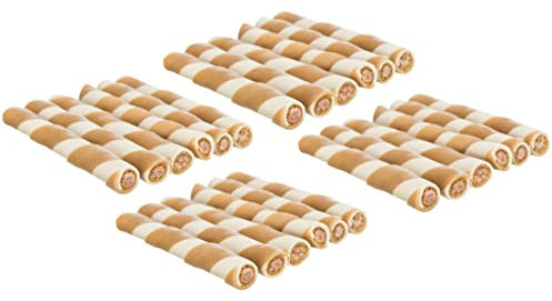 20 PACK TRIXIE CHICKEN FILLED ROLL STRAW DOG DENTAL CHEW TREAT STICK 10CM BULK