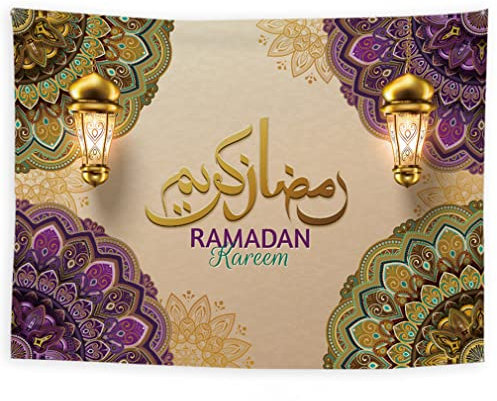 Ramadan Wandteppich, Aid-Motiv, Wanddekoration, Islamisch, Festival, Eid Mubarak, Kareem Wandbild, Wandbild, Decke, Schlafzimmer, Wohnzimmer, 150 x 200 cm, Ramadan Tapestry (Z)