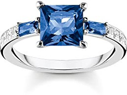 THOMAS SABO Damen Ring mit blauen und weissen Steinen Silber 925 Sterlingsilber TR2380-166-1