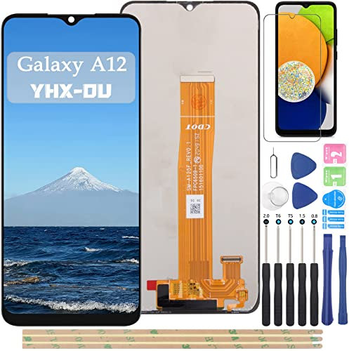 YHX-ou para Samsung Galaxy A12 SM-A125F A125M A125U A125 Pantalla Táctil Completa LCD Pantalla de Repuesto con Película de Protección de Pantalla y Herramientas 6.5 Negro