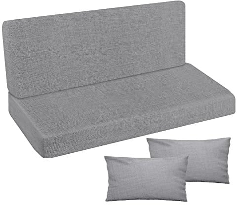 Ferocity Auflage für Hollywoodschaukel 185x50x50 Gartenbankauflage und 2 Kissen Palettenauflage Bankauflage Sitzkissen und Rückenkissen Polsterauflage Matratze Gartenpolster Glatt Flachs [133]