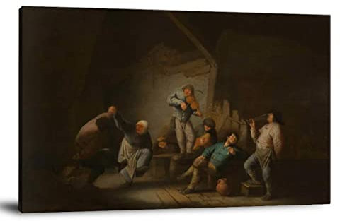 Adriaen Van Ostade Tanzendes Paar Poster Dekorative Malerei Leinwand Wandkunst Wohnzimmer Poster Schlafzimmer Gemälde 30 x 45 cm