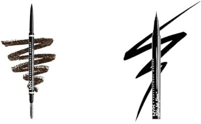NYX Professional Makeup Epic Ink Eye Liner, Filzstift, Shade 01 & Augenbrauenstift, Micro Brow Pencil, Beidseitig mit ausdrehbarem Augenbrauenstift und Bürstchen, Vegane Formel, Farbton: Espresso