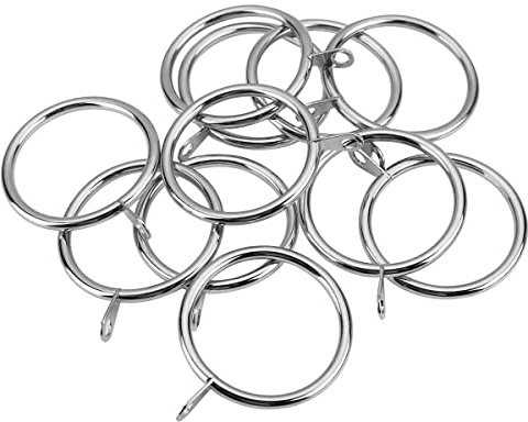 Large Silver Curtain Pole Rings 40mm Strong Metal Curtain Hanging Rings with Sliding Eyelet Rings Hanging Rings Curtain Eyelet Rings Pack of 12