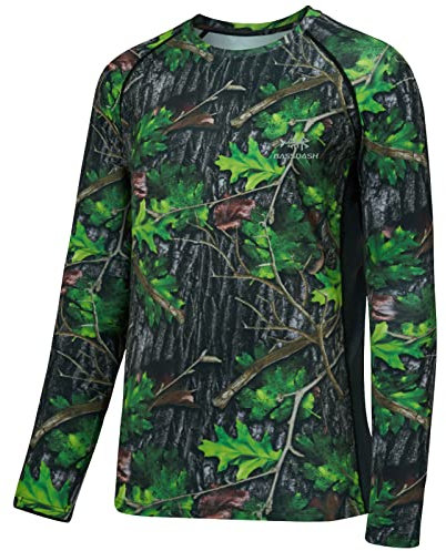Bassdash Herren Jagd Camo Performance Langarm Shirt Angeln UPF50+ FS13M, Grünes Blatt, Klein