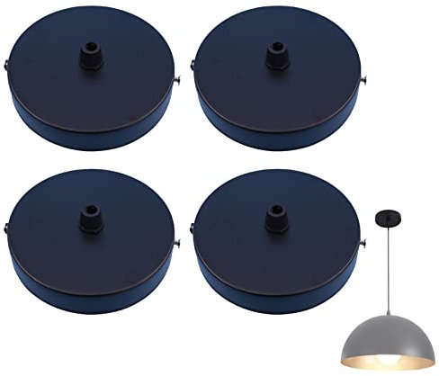 HsentimenH 4 Stück Deckenbaldachin, 100x20mm Schwarz Baldachin Lampe, Verteilerbaldachin Aufputzdose, Lampenabdeckung Decke Baldachin Lampe mit Allem Benötigten Zubehör für Pendel-Lampen