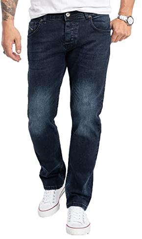 Rock Creek Herren Jeans Regular Fit Stretch Jeans Männerhose Herrenjeans Denim Hosen Herrenhose Straight Cut Stonewashed RC-2278 Blau W30 L32